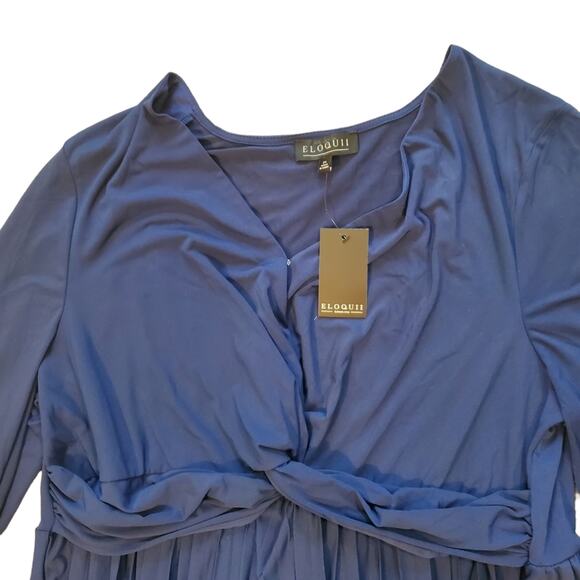 NWT Eloquii Blue Knot Front Pleated Skirt Dress Sz 24 - Picture 2 of 14